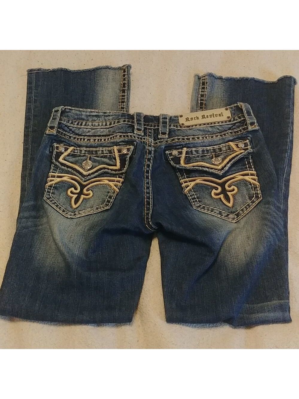 Perfect Raw Hem EUC Rock Revival KELLY Bootcut Jeans 28--- 30" inseam